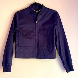 Never worn, J Crew cropped women’s navy bomber jacket, size XS